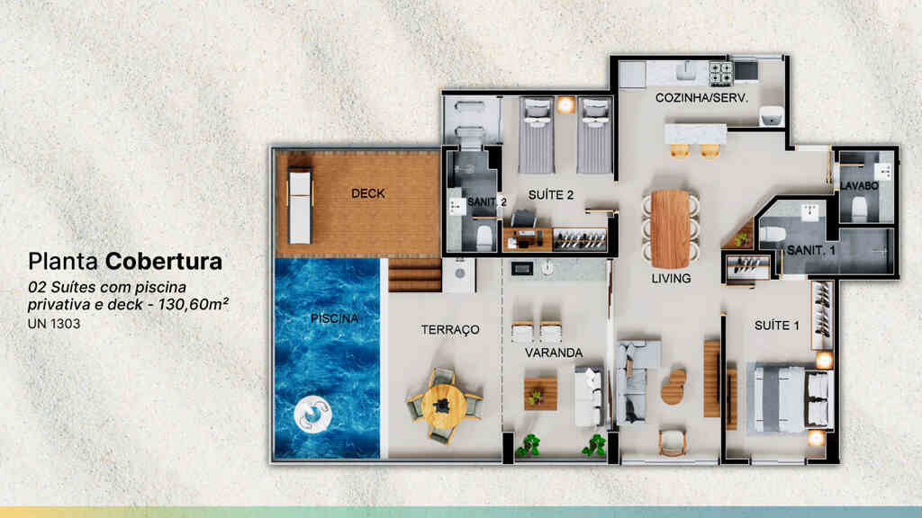 Alugo lindo Apartamento Novo de 2 Suítes no Blue Vilas em Vilas do Atlântico.